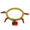 Oro Laminado Fancy Bracelet, Gold Filled Style Cherry and Chili Design, with Garnet Crystal, Red Enamel Finish, Golden Finish, 03.417.0010.08 (06 MM Thickness, 8 Inches Length)