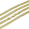 Oro Laminado Basic Necklace, Gold Filled Style Pave Cuban Design, Diamond Cutting Finish, Golden Finish, 04.213.0340.24 (Thickness, 24 Inches Length)