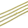 Oro Laminado Basic Necklace, Gold Filled Style Pave Cuban Design, Diamond Cutting Finish, Golden Finish, 04.213.0341.24