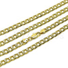Oro Laminado Basic Necklace, Gold Filled Style Pave Cuban Design, Polished, Golden Finish, 04.213.0342.24