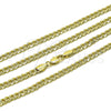 Oro Laminado Basic Necklace, Gold Filled Style Concave Cuban Design, Polished, Golden Finish, 04.213.0344.24