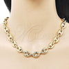 Oro Laminado Fancy Necklace, Gold Filled Style Puff Mariner Design, Polished, Golden Finish, 04.213.0345.24
