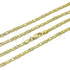 Oro Laminado Basic Necklace, Gold Filled Style Mariner Design, Diamond Cutting Finish, Golden Finish, 04.213.0348.24