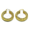 Oro Laminado Medium Hoop, Gold Filled Style Twist and Hollow Design, Polished, Golden Finish, 02.163.0146.40