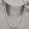 Sterling Silver Basic Necklace, Curb and Miami Cuban Design, Polished, Silver Finish, 04.433.0008.24