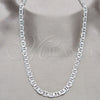 Sterling Silver Basic Necklace, Mariner Design, Diamond Cutting Finish, Silver Finish, 04.431.0005.24