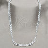 Sterling Silver Basic Necklace, Mariner Design, Diamond Cutting Finish, Silver Finish, 04.431.0006.24