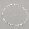 Sterling Silver Basic Anklet, Mariner Design, Polished, Silver Finish, 03.431.0007.10