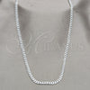 Sterling Silver Basic Necklace, Pave Cuban Design, Polished, Silver Finish, 04.431.0010.20 (100 Gauge, Thickness, 20 Inches Length)