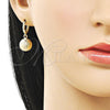 Oro Laminado Dangle Earring, Gold Filled Style Ball Design, Matte Finish, Golden Finish, 02.170.0504