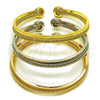 Oro Laminado Trio Bangle, Gold Filled Style Spiral Design, Polished, Tricolor, 07.170.0057