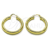 Oro Laminado Medium Hoop, Gold Filled Style Hollow Design, Diamond Cutting Finish, Golden Finish, 02.170.0309.40