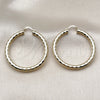 Oro Laminado Large Hoop, Gold Filled Style Hollow Design, Diamond Cutting Finish, Golden Finish, 02.213.0310.50