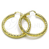 Oro Laminado Large Hoop, Gold Filled Style Hollow Design, Diamond Cutting Finish, Golden Finish, 02.213.0310.50