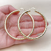 Oro Laminado Extra Large Hoop, Gold Filled Style Hollow Design, Diamond Cutting Finish, Golden Finish, 02.213.0310.70