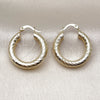 Oro Laminado Small Hoop, Gold Filled Style Hollow Design, Diamond Cutting Finish, Golden Finish, 02.170.0310.25