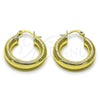 Oro Laminado Small Hoop, Gold Filled Style Hollow Design, Diamond Cutting Finish, Golden Finish, 02.213.0812.25