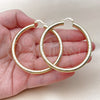 Oro Laminado Large Hoop, Gold Filled Style Hollow Design, Diamond Cutting Finish, Golden Finish, 02.213.0812.60