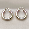 Oro Laminado Medium Hoop, Gold Filled Style Hollow Design, Diamond Cutting Finish, Tricolor, 02.213.0759.1.25