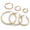 Oro Laminado Medium Hoop, Gold Filled Style Hollow Design, Diamond Cutting Finish, Tricolor, 02.213.0759.1.25