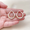 Oro Laminado Medium Hoop, Gold Filled Style Hollow Design, Diamond Cutting Finish, Tricolor, 02.213.0309.1.25