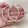 Oro Laminado Large Hoop, Gold Filled Style Hollow Design, Diamond Cutting Finish, Tricolor, 02.213.0309.1.70