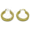 Oro Laminado Medium Hoop, Gold Filled Style Hollow Design, Diamond Cutting Finish, Golden Finish, 02.213.0818.30