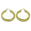 Oro Laminado Medium Hoop, Gold Filled Style Hollow Design, Diamond Cutting Finish, Golden Finish, 02.213.0818.40