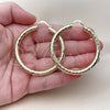 Oro Laminado Large Hoop, Gold Filled Style Hollow Design, Diamond Cutting Finish, Golden Finish, 02.213.0818.50