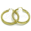 Oro Laminado Large Hoop, Gold Filled Style Hollow Design, Diamond Cutting Finish, Golden Finish, 02.213.0818.50