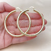 Oro Laminado Large Hoop, Gold Filled Style Hollow Design, Diamond Cutting Finish, Golden Finish, 02.213.0818.60
