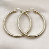 Oro Laminado Extra Large Hoop, Gold Filled Style Hollow Design, Diamond Cutting Finish, Golden Finish, 02.213.0818.70