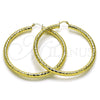 Oro Laminado Extra Large Hoop, Gold Filled Style Hollow Design, Diamond Cutting Finish, Golden Finish, 02.213.0818.70