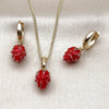 Oro Laminado Earring and Pendant Adult Set, Gold Filled Style Strawberry Design, Polished, Golden Finish, 10.284.0050