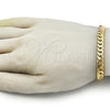 Stainless Steel Basic Bracelet, Curb Design, Polished, Golden Finish, 03.278.0015.1.09 (Thickness, 9 Inches Length)