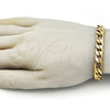 Stainless Steel Basic Bracelet, Figaro Design, Polished, Golden Finish, 03.257.0002.09 (Thickness, 9 Inches Length)