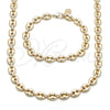 Oro Laminado Necklace and Bracelet, Gold Filled Style Puff Mariner Design, Polished, Golden Finish, 06.63.0300