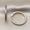 Oro Laminado Huggie Hoop, Gold Filled Style with Amethyst Cubic Zirconia, Polished, Golden Finish, 02.195.0297.1.30