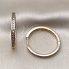 Oro Laminado Huggie Hoop, Gold Filled Style with Amethyst Cubic Zirconia, Polished, Golden Finish, 02.195.0297.1.30