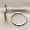 Oro Laminado Huggie Hoop, Gold Filled Style with Multicolor Cubic Zirconia, Polished, Golden Finish, 02.195.0297.3.30