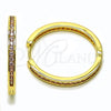 Oro Laminado Huggie Hoop, Gold Filled Style with Pink Cubic Zirconia, Polished, Golden Finish, 02.195.0297.5.30