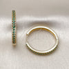 Oro Laminado Huggie Hoop, Gold Filled Style with Green Cubic Zirconia, Polished, Golden Finish, 02.195.0300.4.30