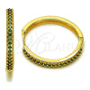 Oro Laminado Huggie Hoop, Gold Filled Style with Green Cubic Zirconia, Polished, Golden Finish, 02.195.0300.4.30