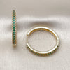 Oro Laminado Huggie Hoop, Gold Filled Style with Green Cubic Zirconia, Polished, Golden Finish, 02.195.0300.4.30