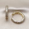 Oro Laminado Huggie Hoop, Gold Filled Style with White Cubic Zirconia, Polished, Golden Finish, 02.195.0355.30