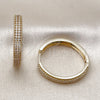 Oro Laminado Huggie Hoop, Gold Filled Style with White Cubic Zirconia, Polished, Golden Finish, 02.195.0356.30