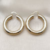 Oro Laminado Medium Hoop, Gold Filled Style Hollow Design, Diamond Cutting Finish, Golden Finish, 02.163.0316.40