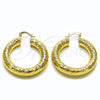 Oro Laminado Medium Hoop, Gold Filled Style Hollow Design, Diamond Cutting Finish, Golden Finish, 02.163.0316.40