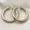 Oro Laminado Medium Hoop, Gold Filled Style Hollow Design, Diamond Cutting Finish, Golden Finish, 02.163.0316.50