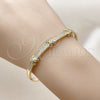 Oro Laminado Individual Bangle, Gold Filled Style with White Cubic Zirconia, Polished, Golden Finish, 07.283.0005.04